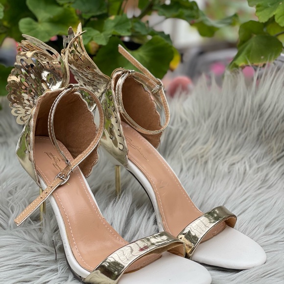 Bai Beiai silver and white butterfly heels women shoes size US 7 UK 37 - Picture 4 of 6